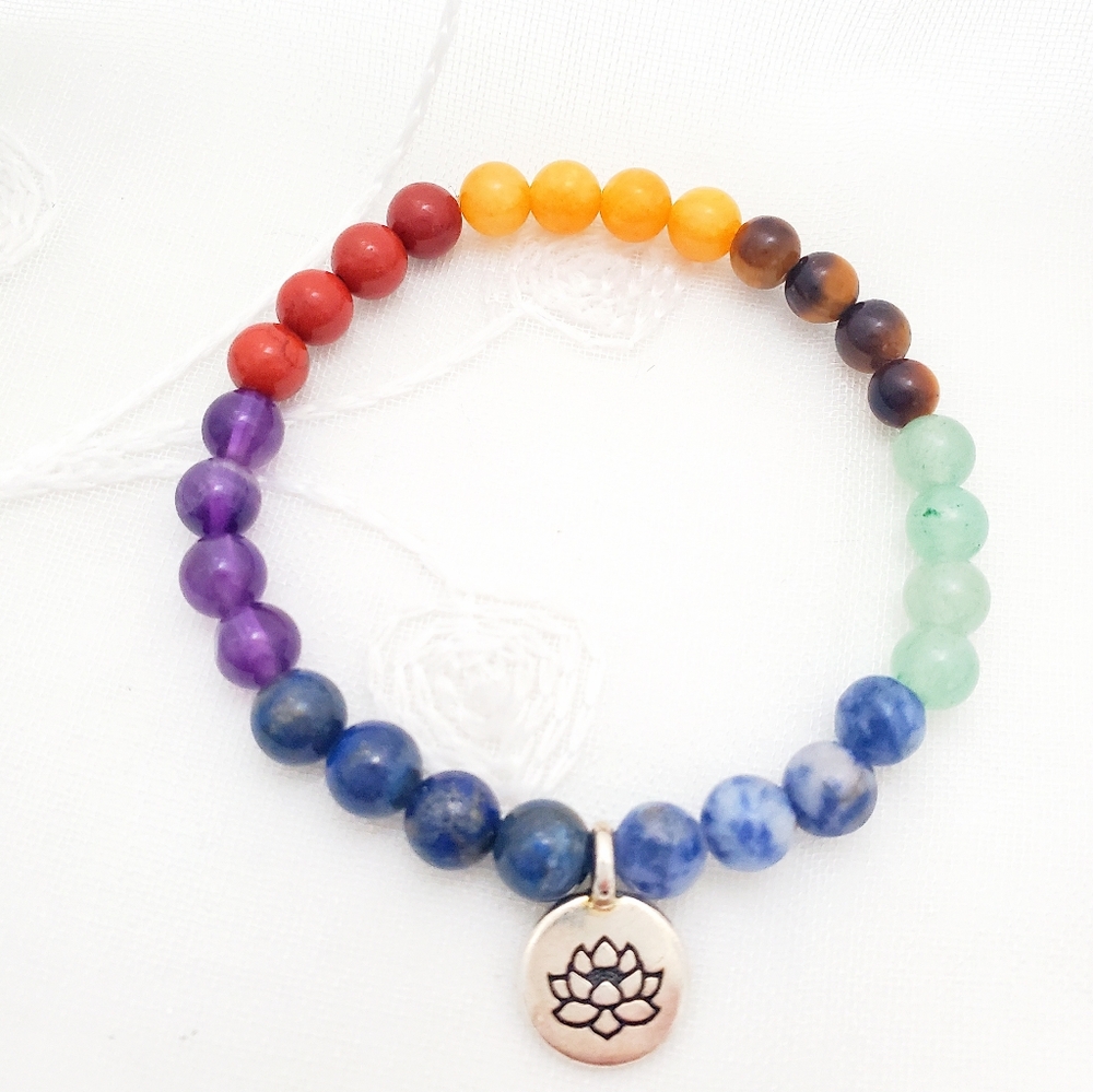 7 Chakra Natural Gemstone beaded bracelet